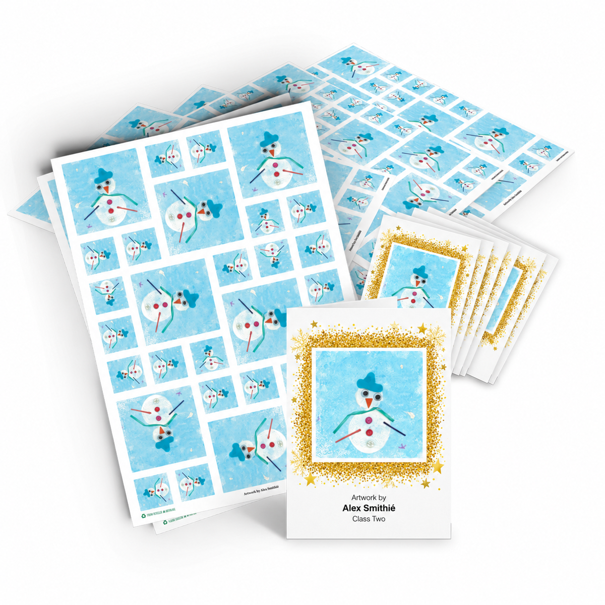 picture showing some wrapping paper and gift tags that are part of a Christmas bundle